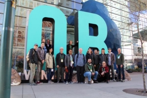 Senior industrial design student Adam Westfall (standing third from right), attended the Outdoor Retail Market in Denver, Colorado as part of his capstone course. Photo submitted