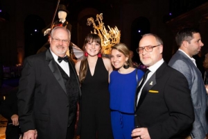 From left, associate professor Alex Poorman, interior design seniors Cassie Hutchens and Caroline DiBerto, and Applied Design Department Chair Brian Davies at the PAVE gala in New York City on Dec. 5. Photo credit @PAVE and @marcelacussolin